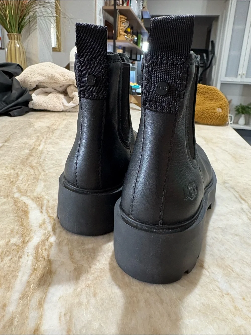 UGG Black Chelsea Lug Boot with Pull Tab